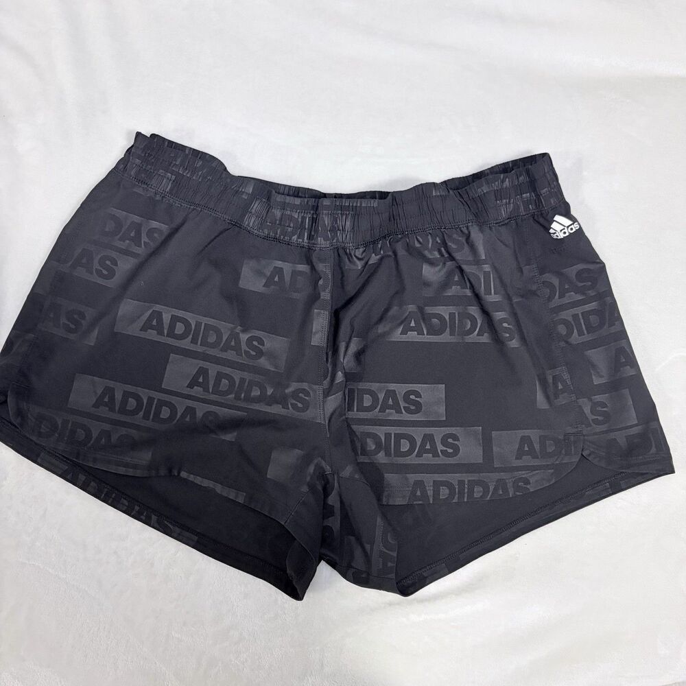 adidas Women’s Black Logo Print Athletic Activewear Shorts Elastic Waist 2XL